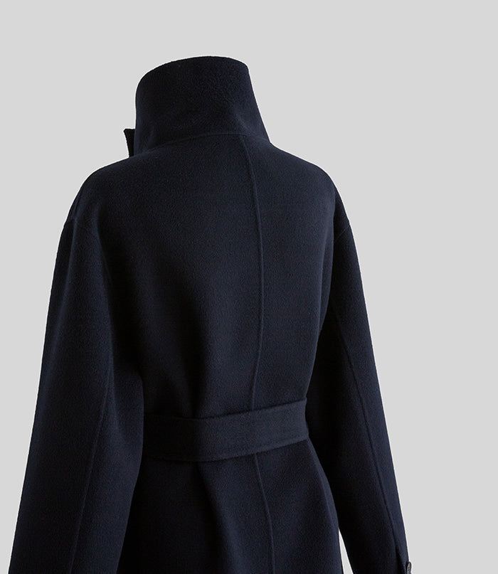 Hand made羊毛大衣. 高領大衣 midnight navy |HM241102