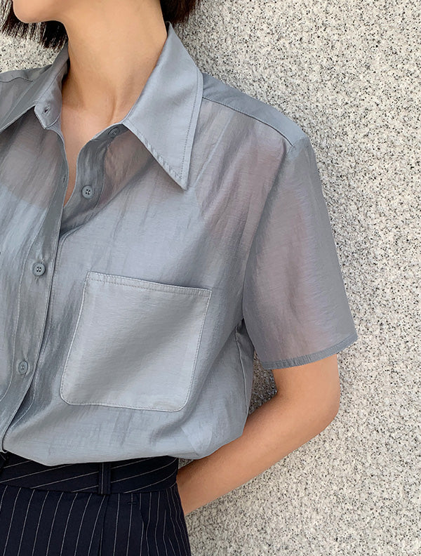 Soft Drape Boxy Shirt
|輕盈雙口袋天絲短袖襯衫二,Bl071901