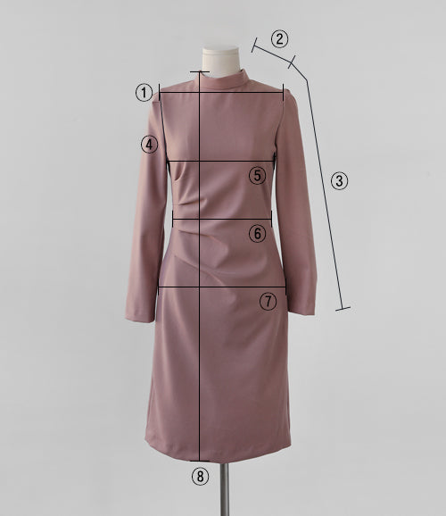 Restart 小高領前抓皺設計修身洋裝,Dr011207