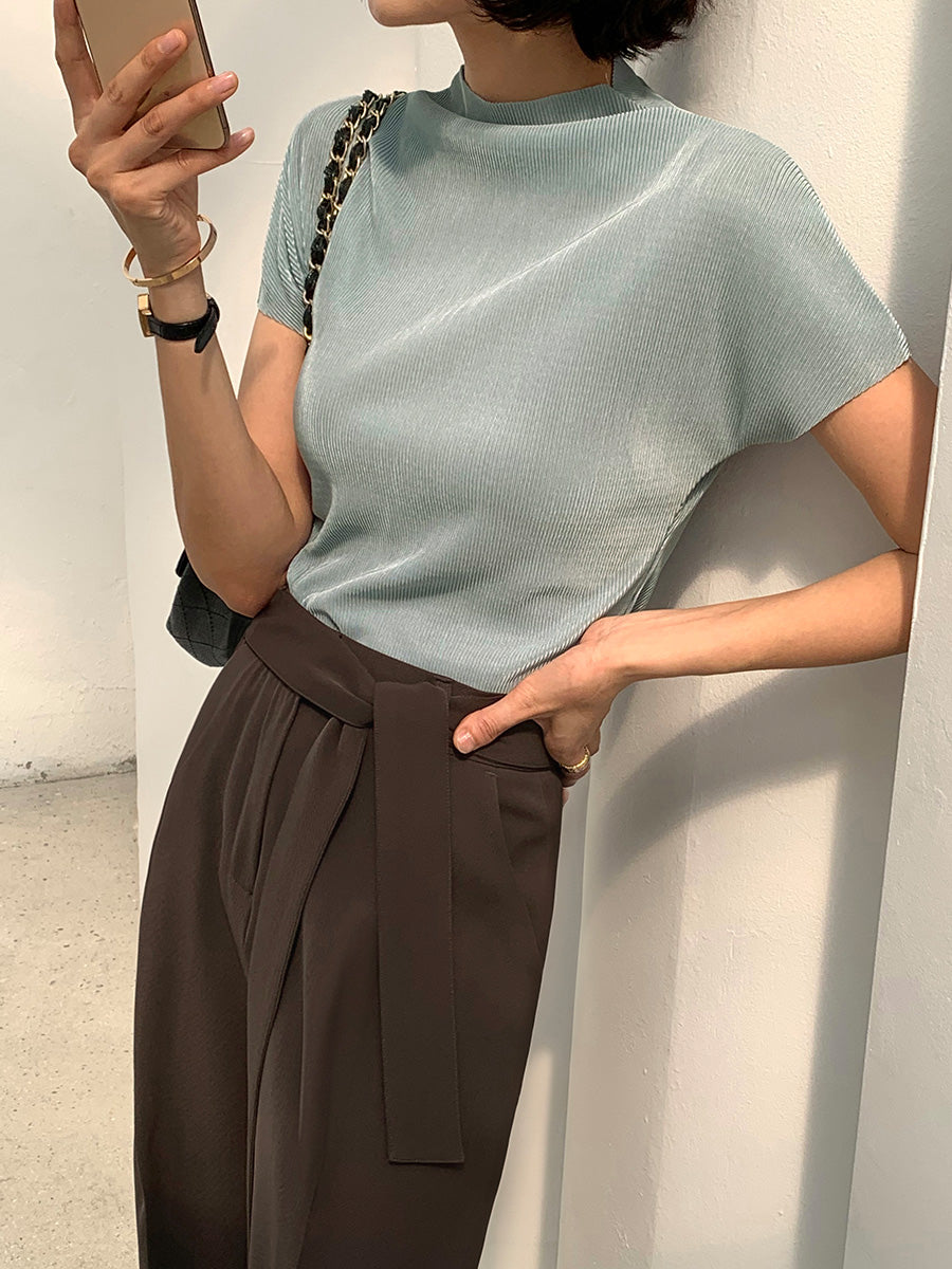 Slight 壓折小高領上衣|top070408