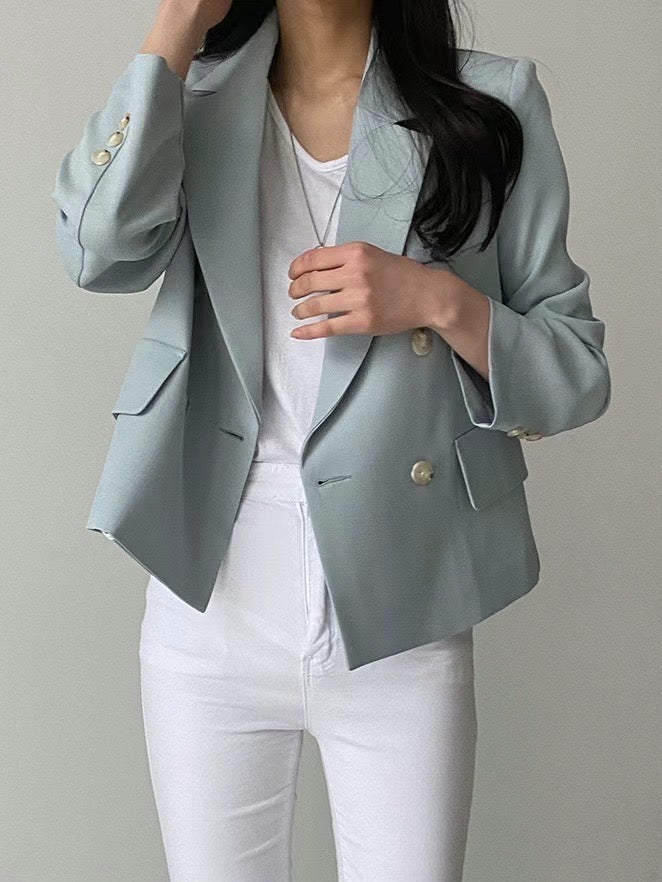 Léa Summer Double-Breasted Blazer
|夏日薄款雙排扣西裝外套 blazer_0705