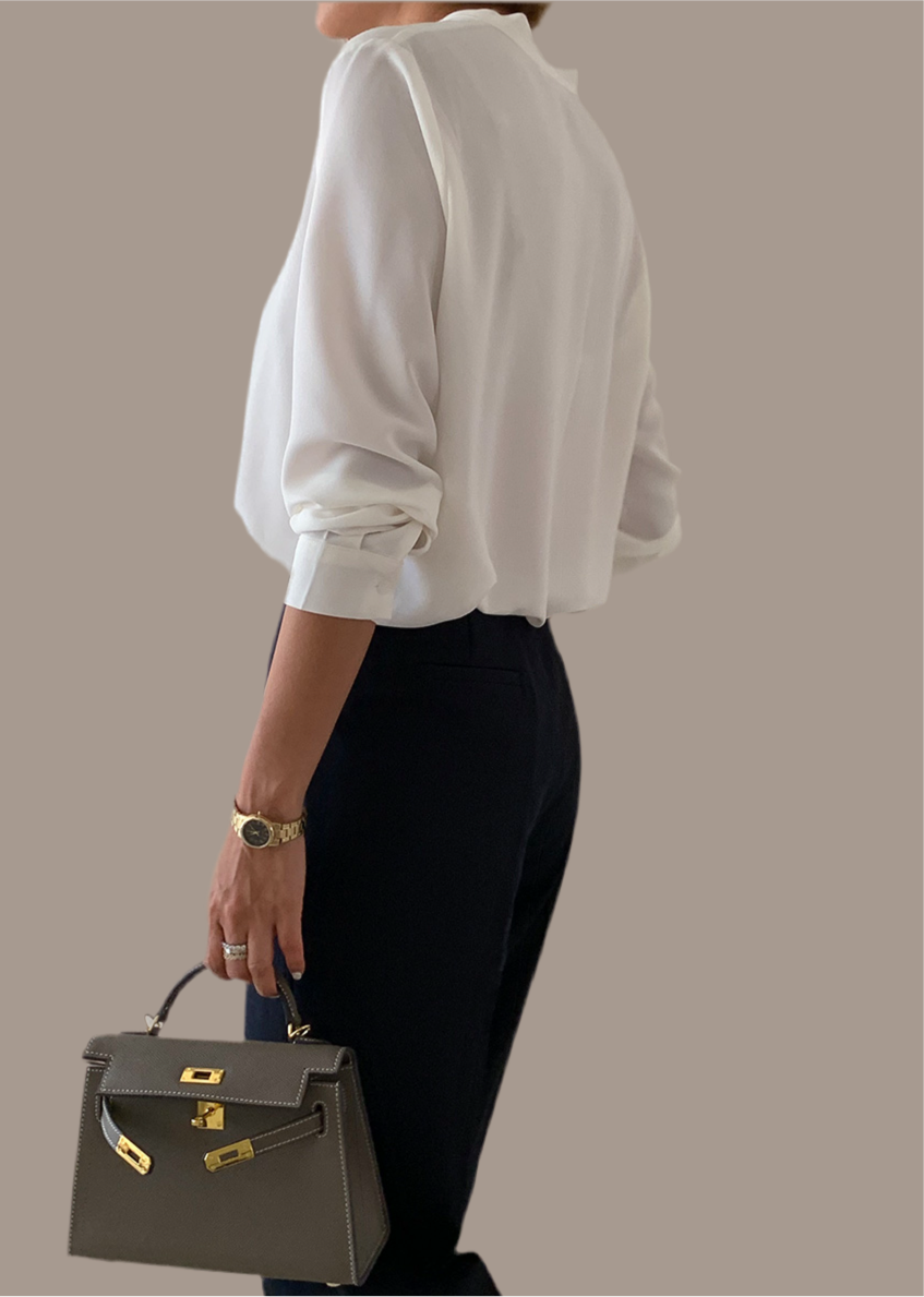 Lena Shirt 簡約v領素色長袖上衣,TOP040701