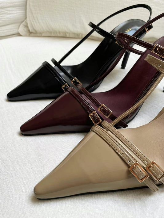 Meet elegance| 正韓漆面側邊設計質感跟鞋,Sh032701