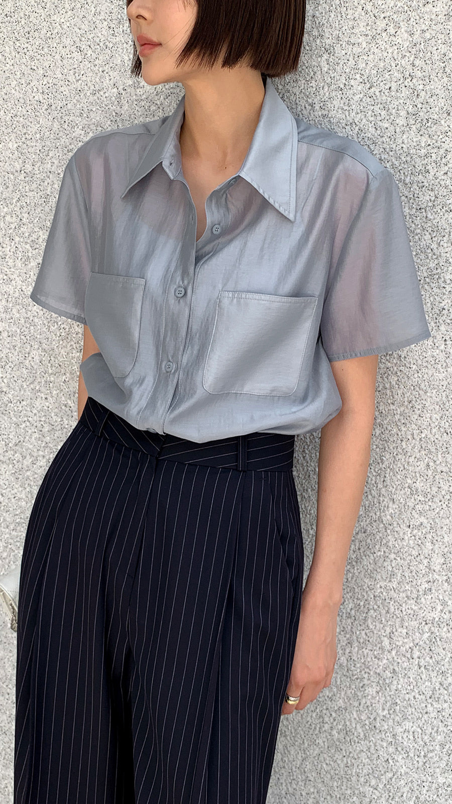 Soft Drape Boxy Shirt
|輕盈雙口袋天絲短袖襯衫二,Bl071901