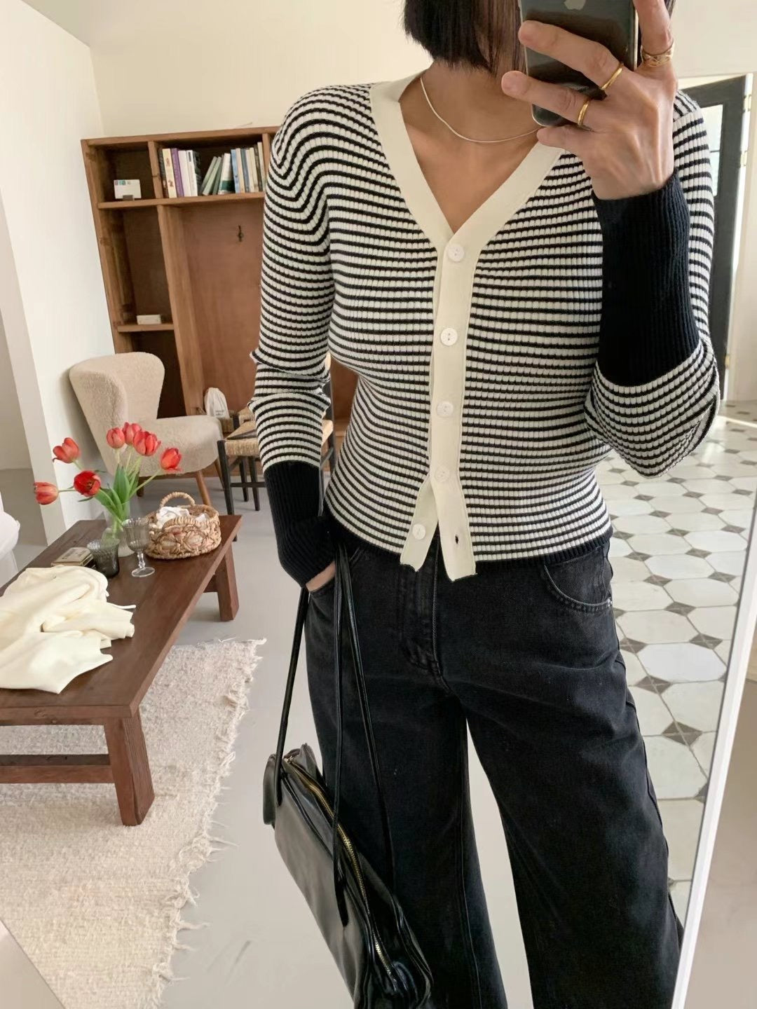 Article  條紋撞色針織合身長袖 | Knite 0405