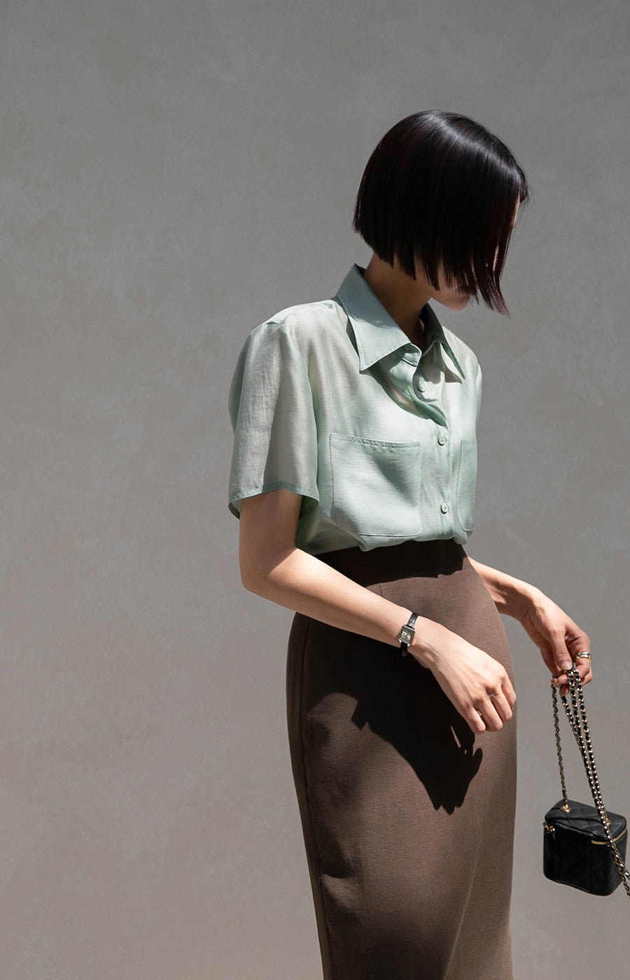 Soft Drape Boxy Shirt
|輕盈雙口袋天絲短袖襯衫二,Bl071901