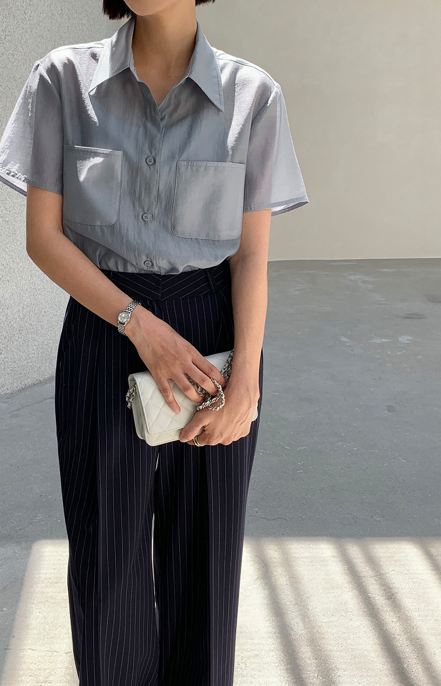 Soft Drape Boxy Shirt
|輕盈雙口袋天絲短袖襯衫二,Bl071901