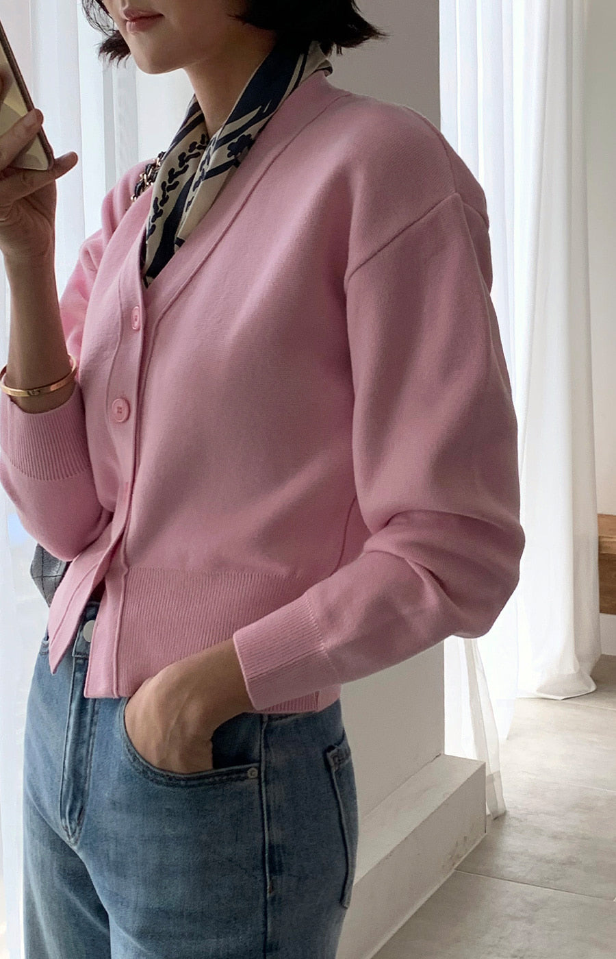 Florist V領針織鈕扣上衣 |knit2503030