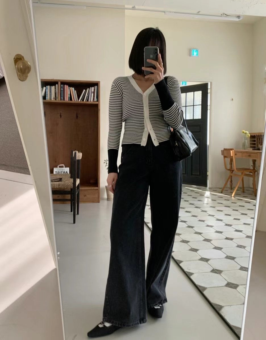 Article  條紋撞色針織合身長袖 | Knite 0405