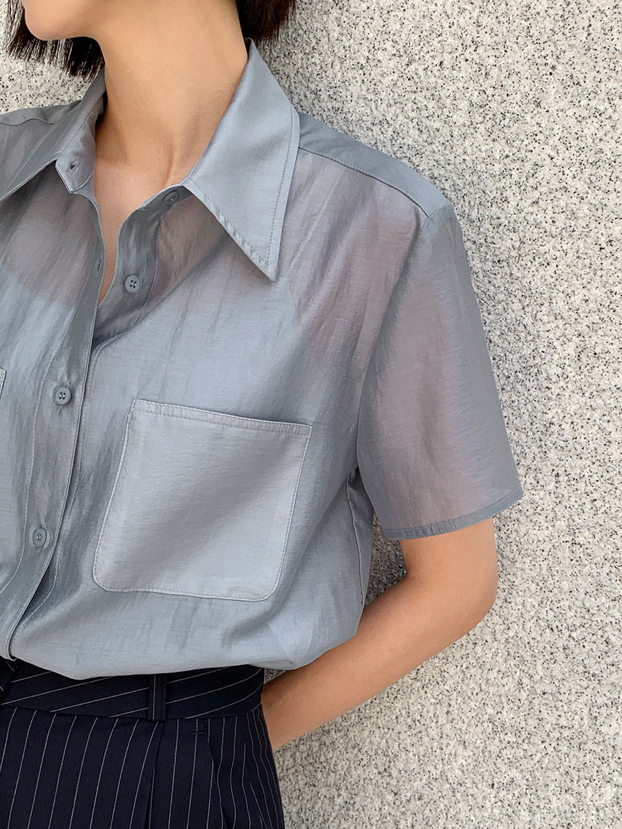 Soft Drape Boxy Shirt
|輕盈雙口袋天絲短袖襯衫二,Bl071901