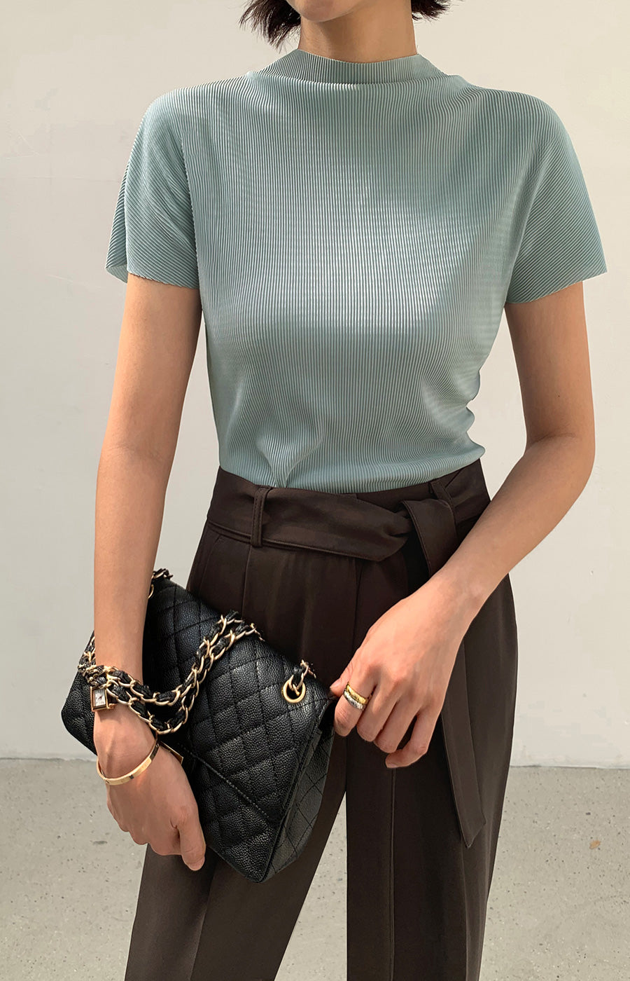 Slight 壓折小高領上衣|top070408