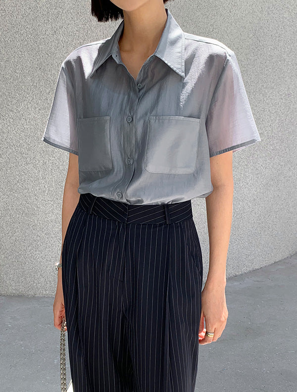 Soft Drape Boxy Shirt
|輕盈雙口袋天絲短袖襯衫二,Bl071901