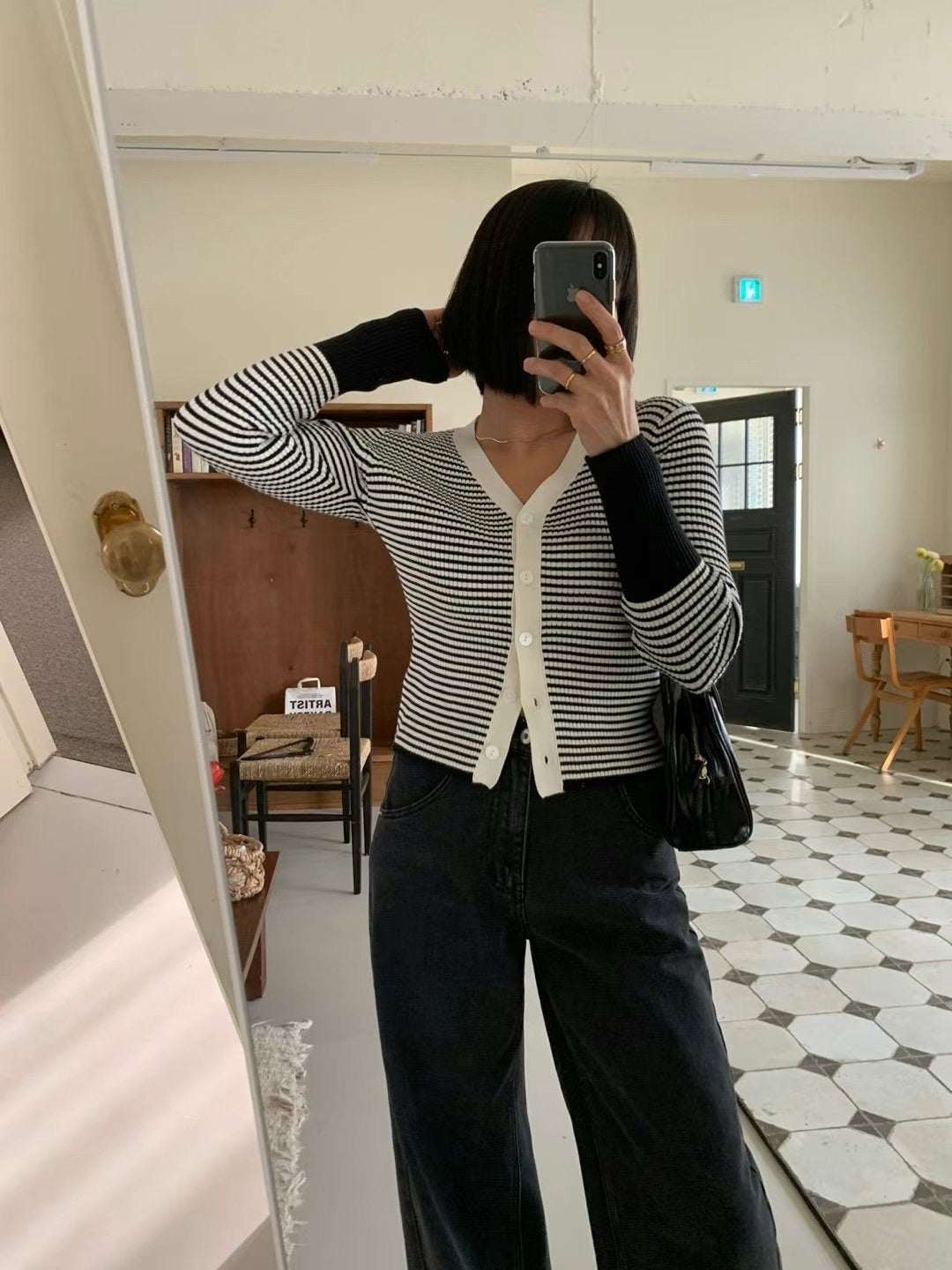 Article  條紋撞色針織合身長袖 | Knite 0405