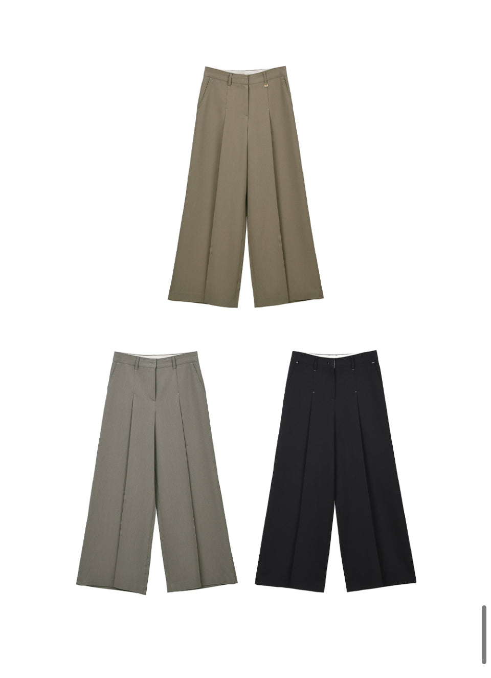 Ava 細摺高腰寬褲 Ava Pintuck Wide Pants-Kakhi | PT421013