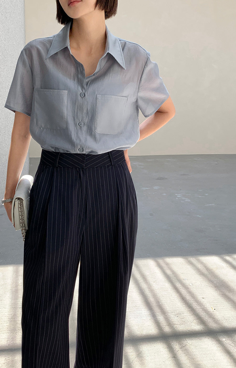 Soft Drape Boxy Shirt
|輕盈雙口袋天絲短袖襯衫二,Bl071901