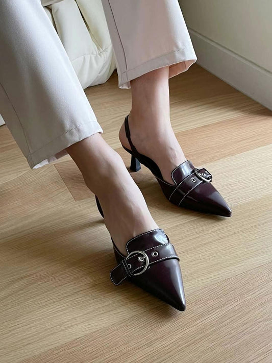 Meet Clearance | 正韓漆面扣環設計質感跟鞋,Sh040501