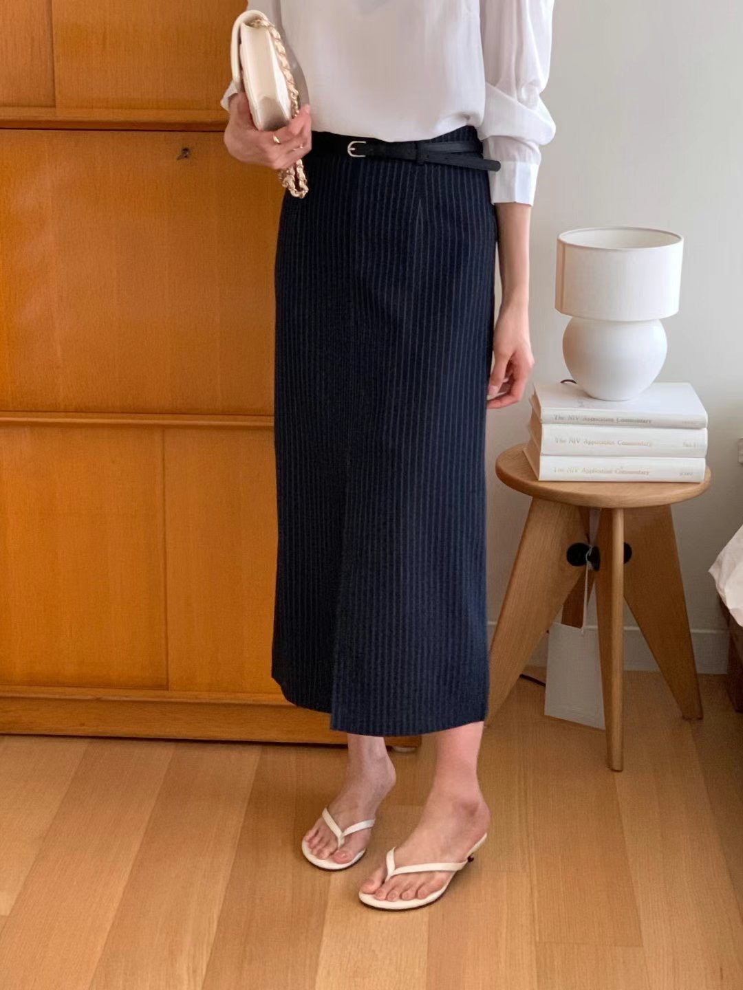前開岔H型修身半身裙|skirt250402
