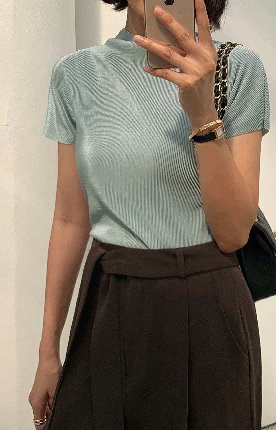 Slight 壓折小高領上衣|top070408