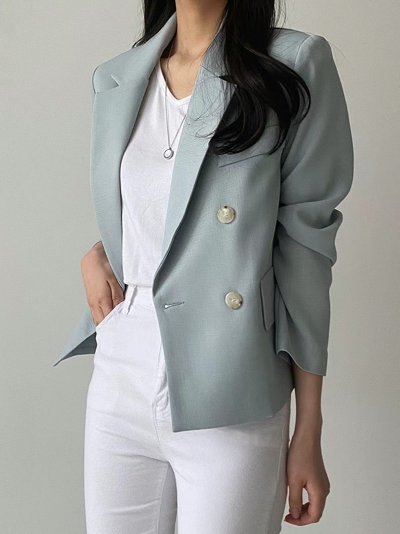Léa Summer Double-Breasted Blazer
|夏日薄款雙排扣西裝外套 blazer_0705