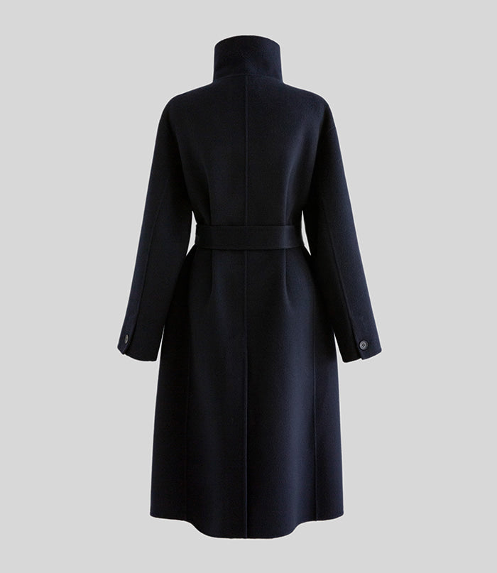 Hand made羊毛大衣. 高領大衣 midnight navy |HM241102