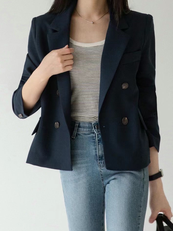 Léa Summer Double-Breasted Blazer
|夏日薄款雙排扣西裝外套 blazer_0705