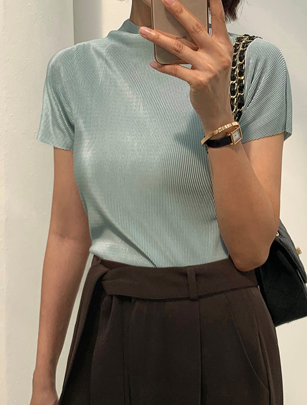 Slight 壓折小高領上衣|top070408