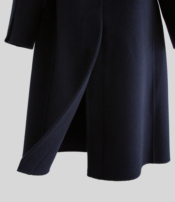 Hand made羊毛大衣. 高領大衣 midnight navy |HM241102