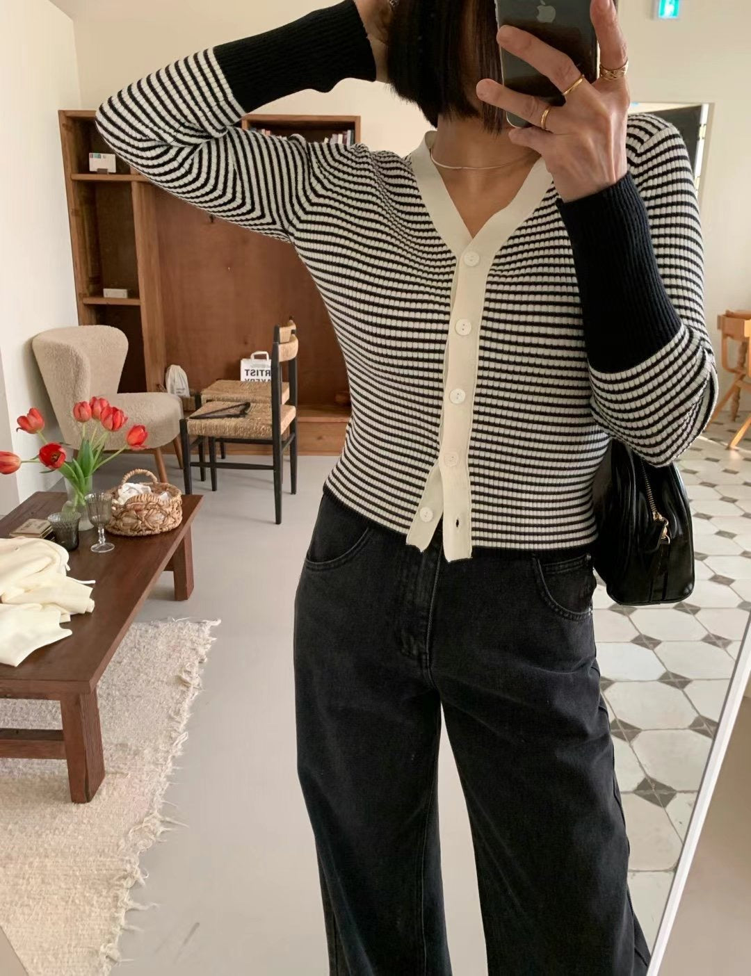 Article  條紋撞色針織合身長袖 | Knite 0405