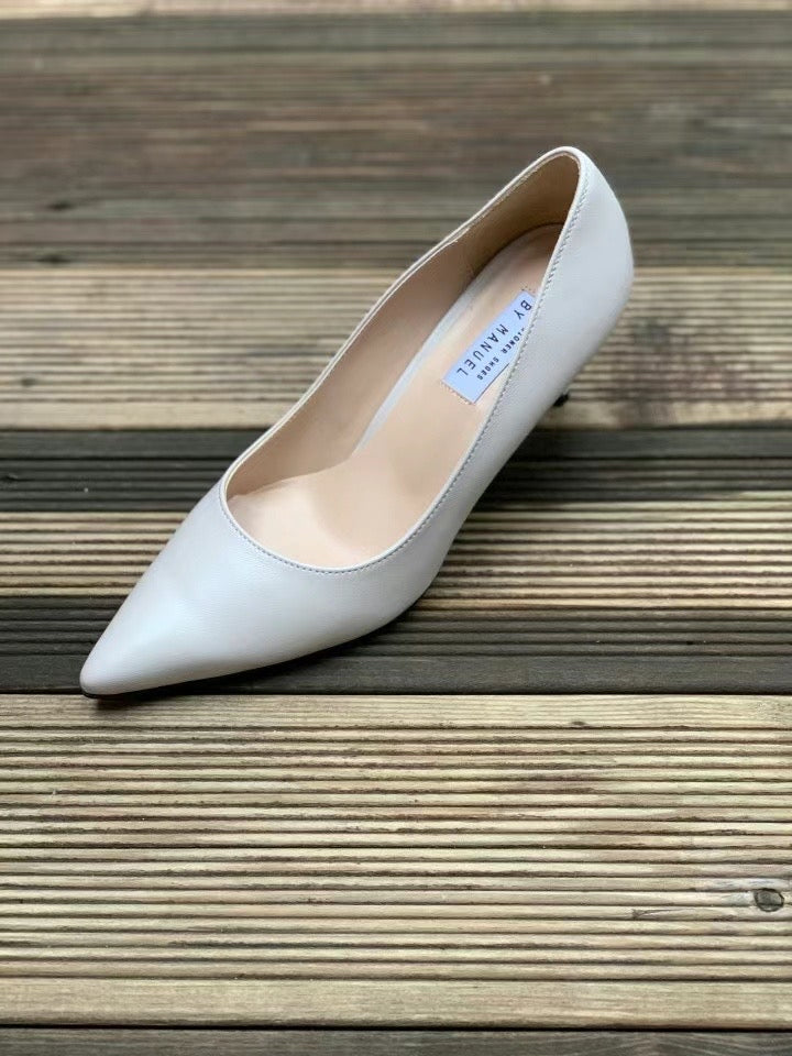 Hand Made • 手工小牛皮質感素面跟鞋,DOU012058