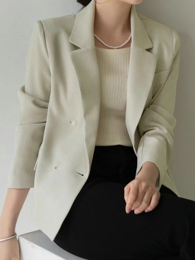 Léa Summer Double-Breasted Blazer
|夏日薄款雙排扣西裝外套 blazer_0705