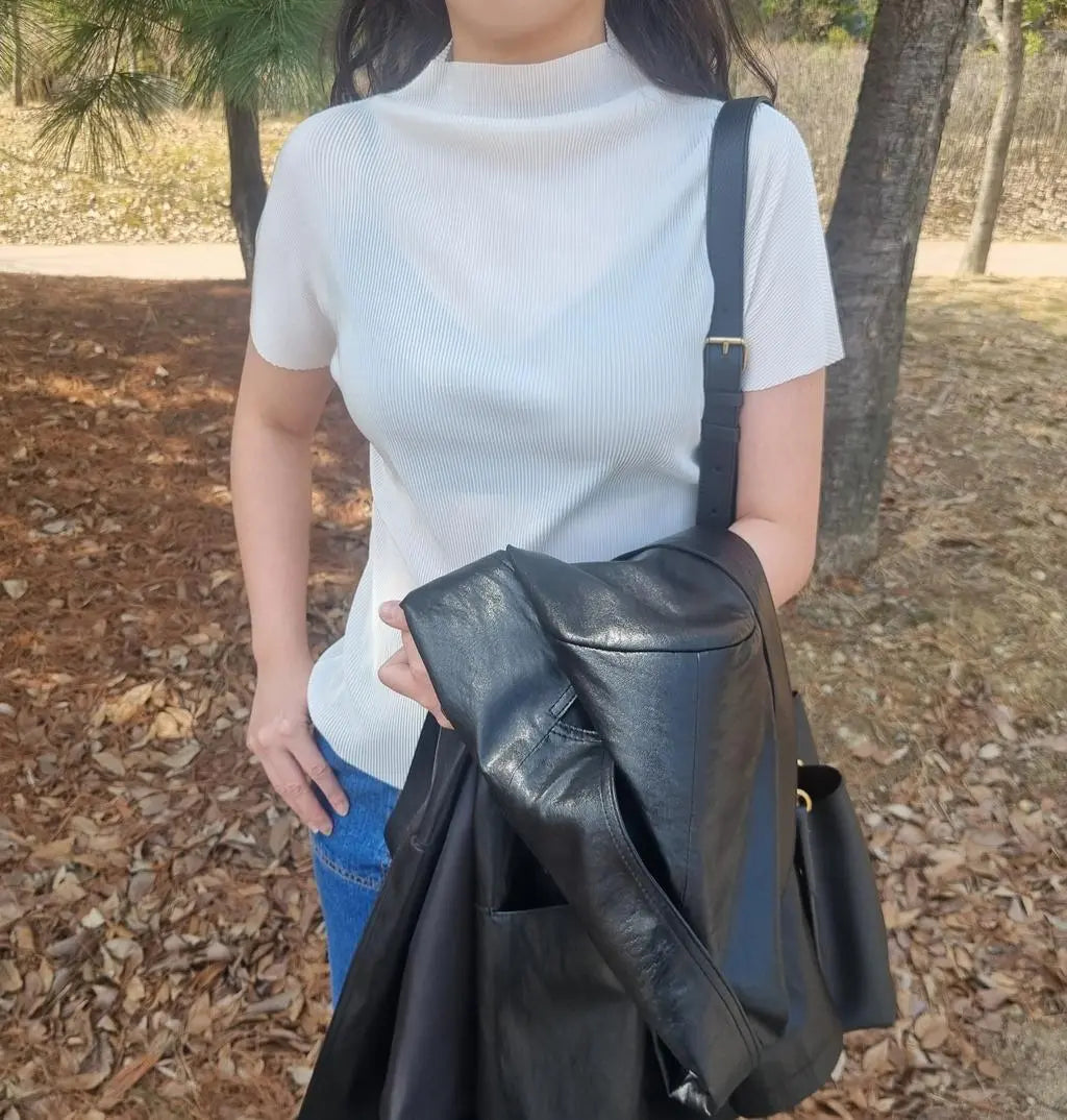 Slight 壓折小高領上衣|top070408