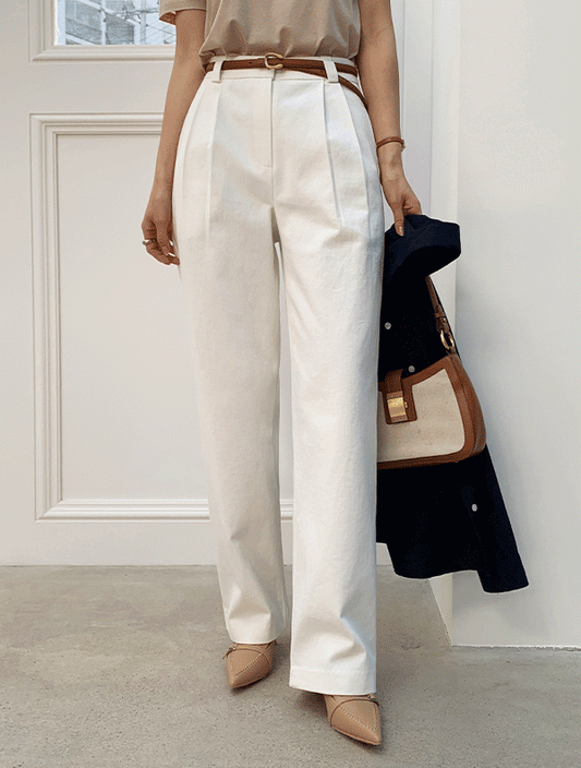 Realizing  挺版棉質高腰直筒褲 | PT033101 (皮帶需另外購買)