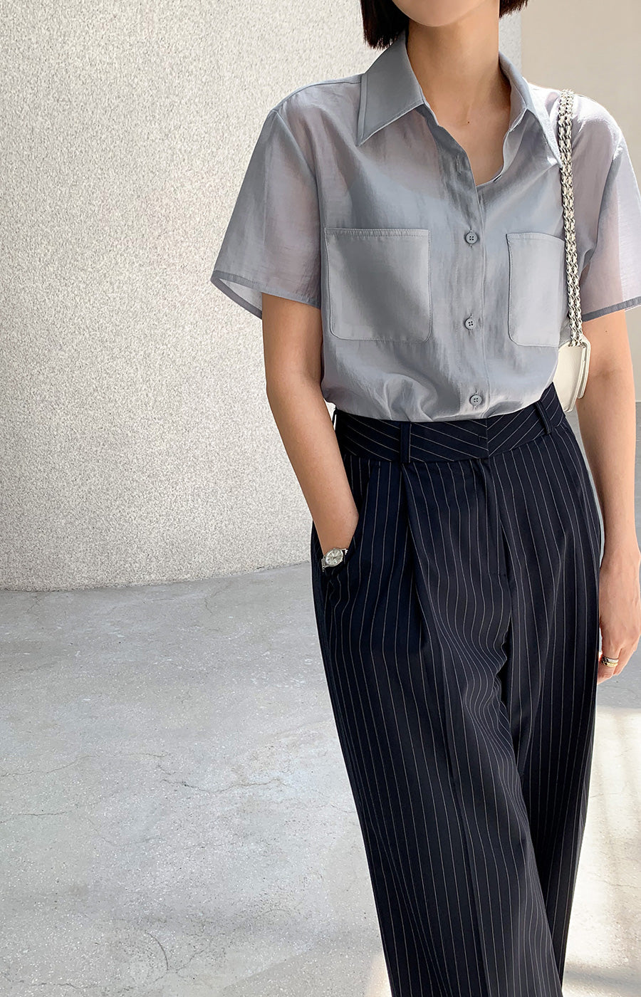 Soft Drape Boxy Shirt
|輕盈雙口袋天絲短袖襯衫二,Bl071901
