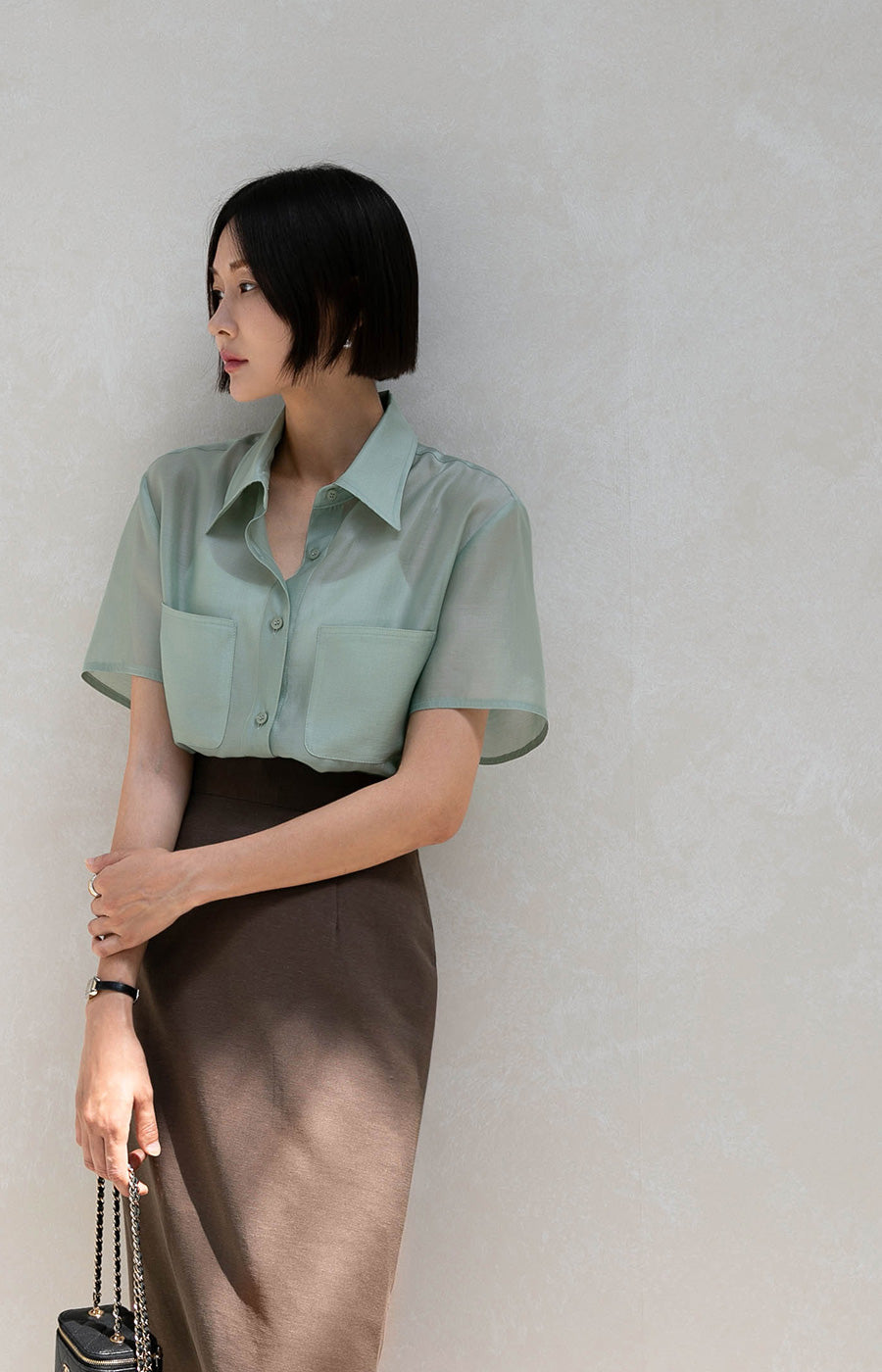 Soft Drape Boxy Shirt
|輕盈雙口袋天絲短袖襯衫二,Bl071901