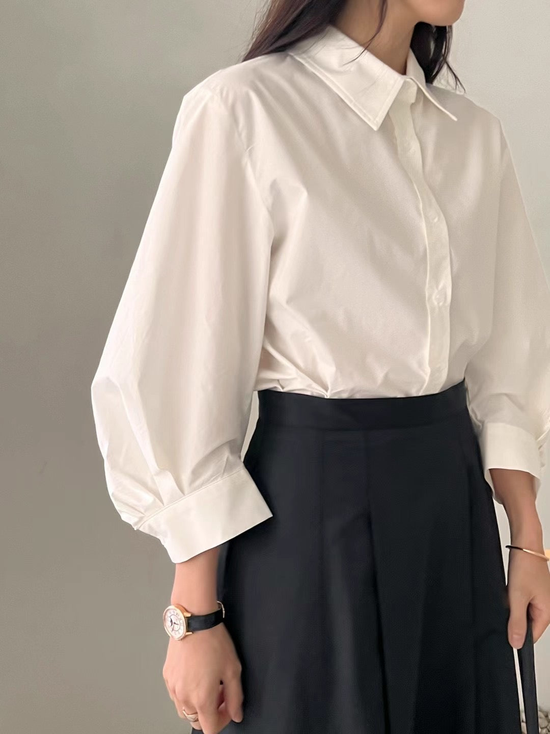 Audrey 經典百搭澎澎袖襯衫 st022801