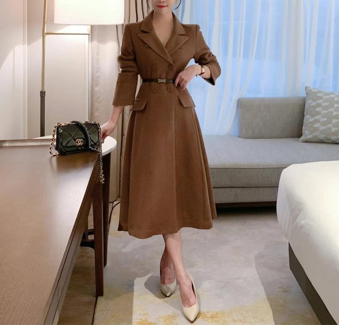 Christmas gifts 法式雙排扣軟呢大衣洋裝 suit121103