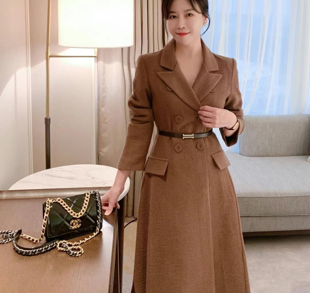 Christmas gifts 法式雙排扣軟呢大衣洋裝 suit121103