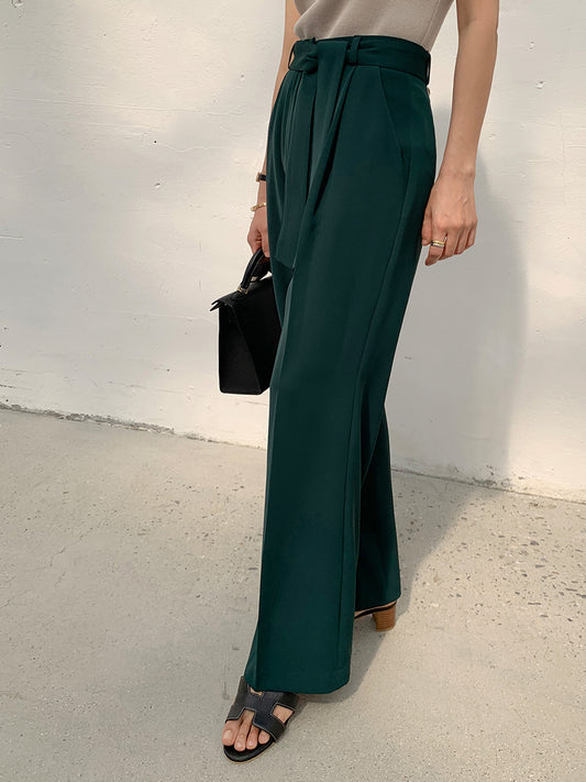 C’est la vie 單摺腰帶直筒西裝褲 | PT25032001