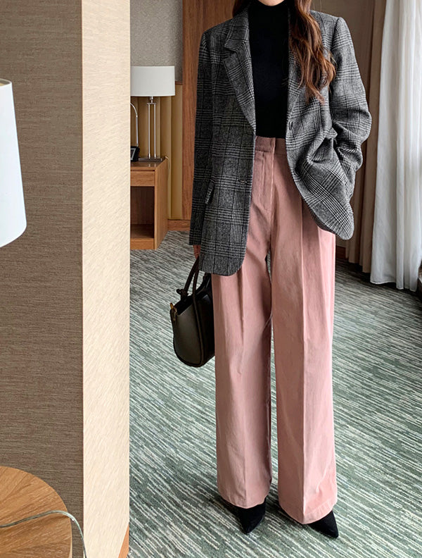 經典格紋羊毛西裝外套|blazer241101