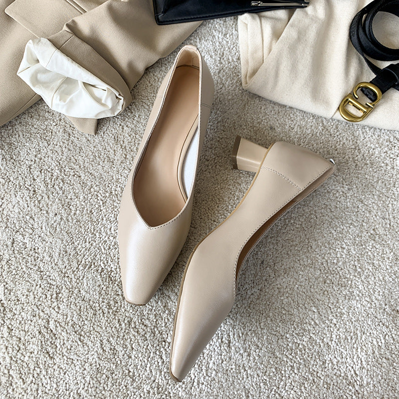 簡約感法式軟皮真皮手工鞋,SHOE061801