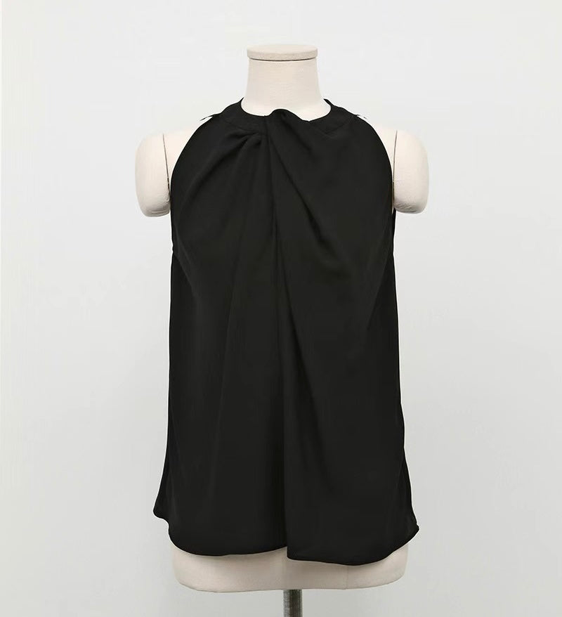 領扭結質感削袖雪紡上衣,Vt052901