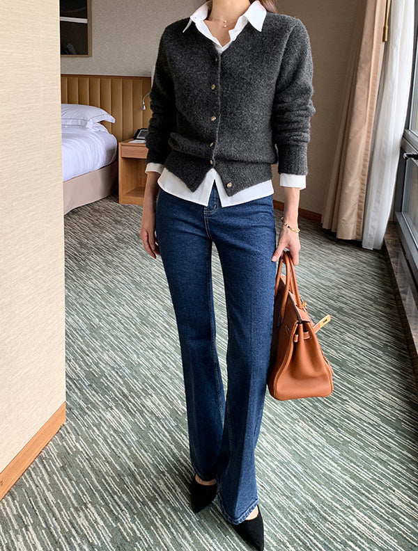 金扣羊毛開襟衫|knit241103