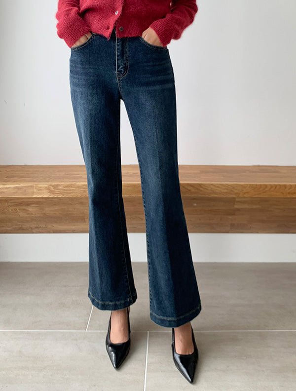 微喇顯瘦高腰牛仔喇叭褲|pant241102