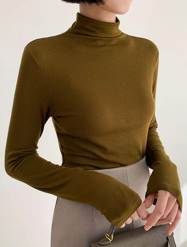 天絲親膚高領上衣|top241102