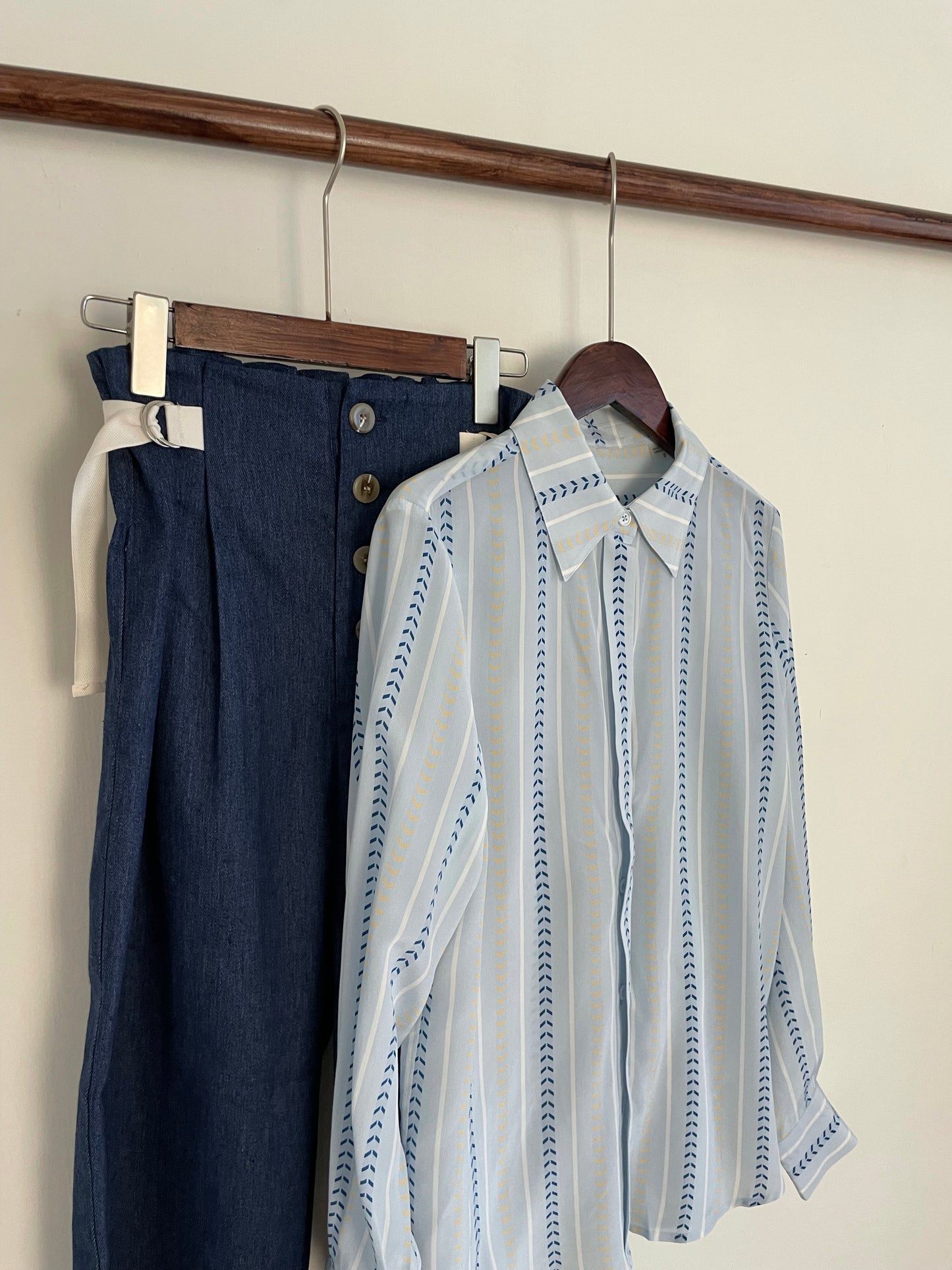 Silk條紋印花蠶絲襯衫,SK007