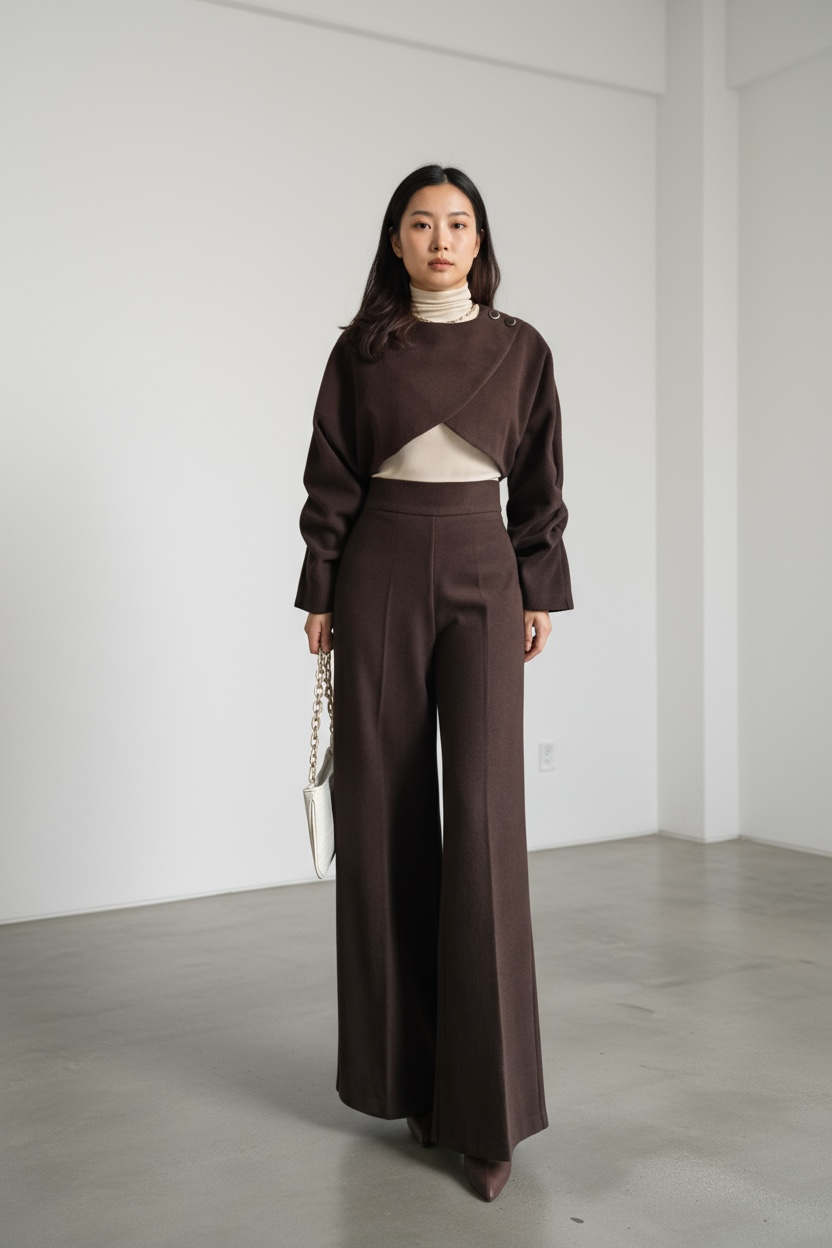 Further more | 質感前交叉短版上衣兩件式套裝，FNV-25110102-set