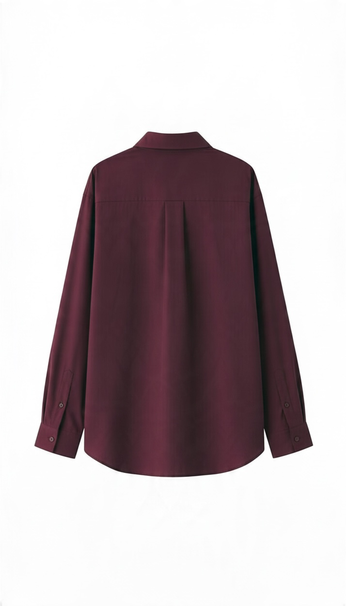 Wine Burgundy｜酒紅醇韻寬版素面襯衫 BL101903