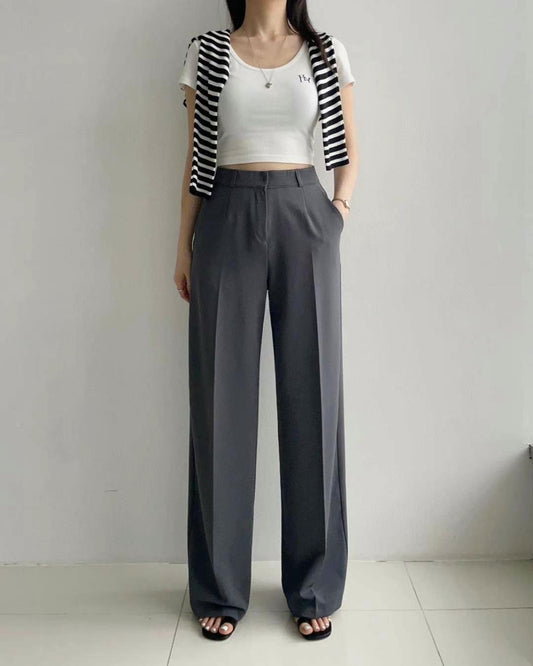 Built for Busy Days |  Stretch Waist Straight-Leg Pants 質感彈性腰頭高腰直筒西裝褲 PT042601