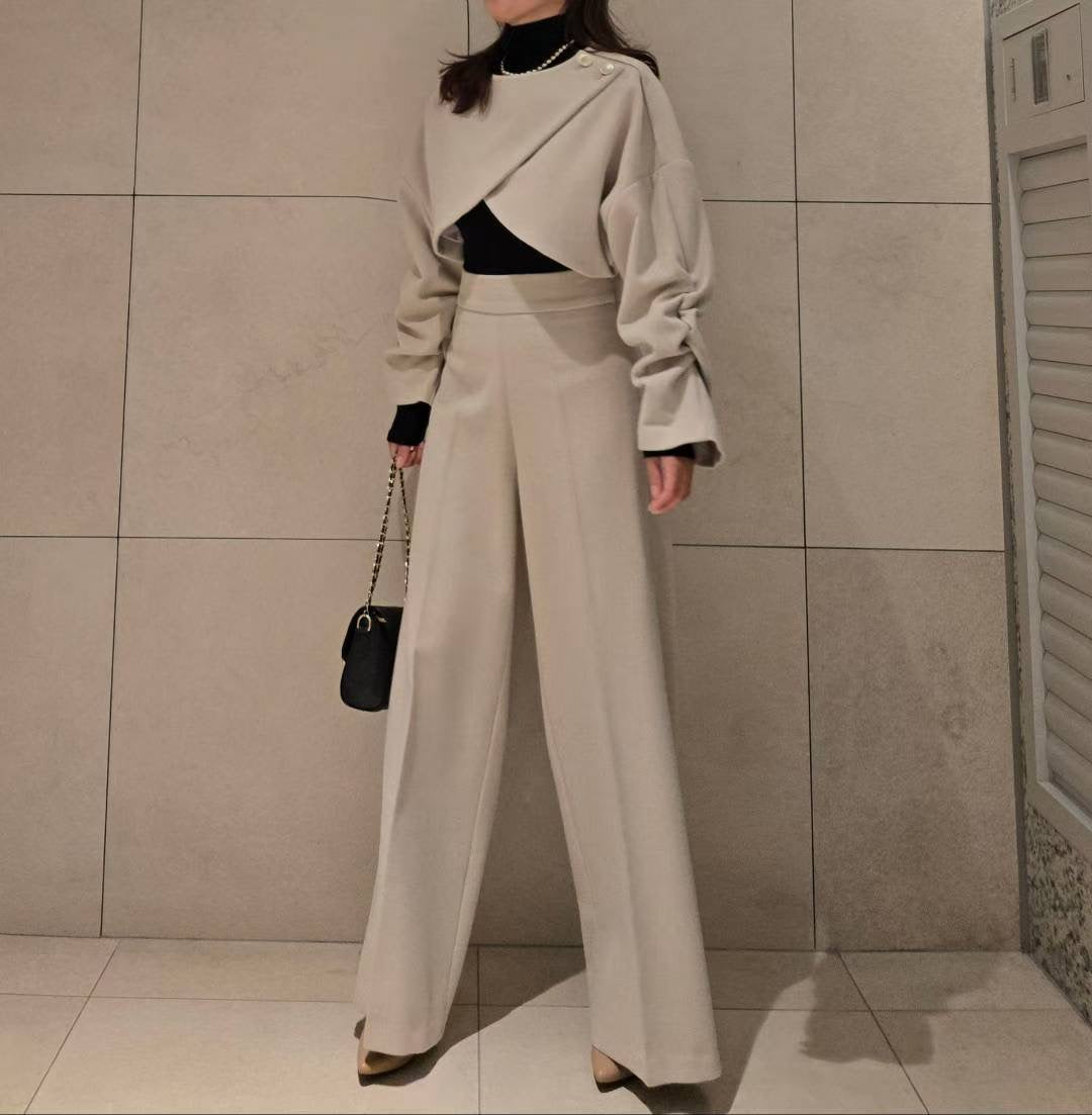 Further more | 質感前交叉短版上衣兩件式套裝，FNV-25110102-set