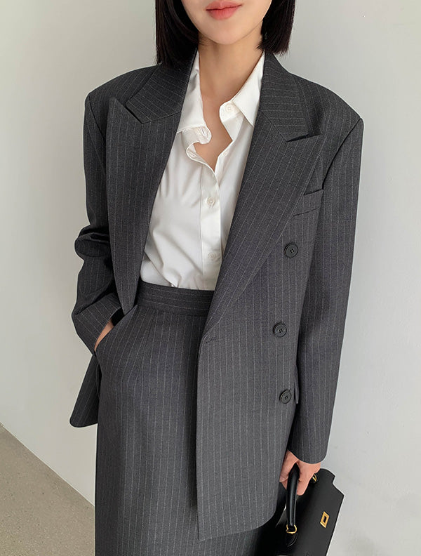 Stripe solution | 條紋兩件式西裝套裝 , SUIT250913